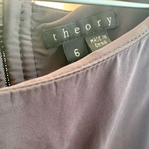 Grey Mixed Material Theory Work Sheath Dress